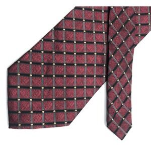 VTG Alexander Julian Mens Tie Burgundy Black Gold Diamond Silk ‎ 3.74 x 58 NICE